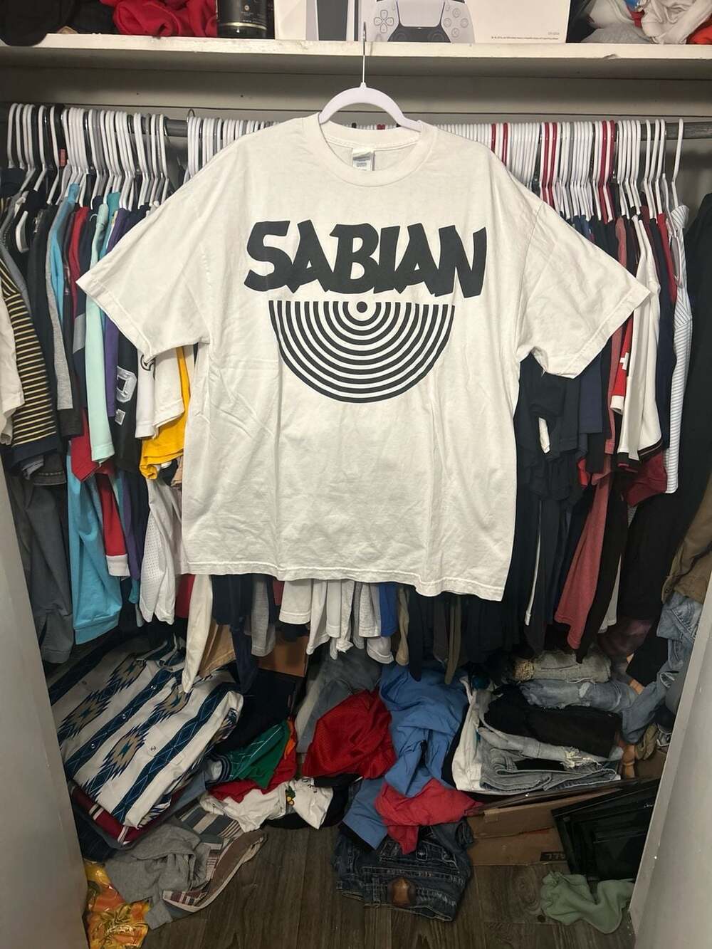 Vintage Sabian Cymbals Logo Graphic T-Shirt XL White